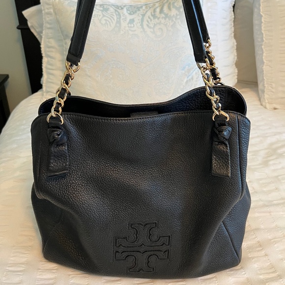 Tory Burch Black Leather Shoulder Bag - Picture 1 of 15